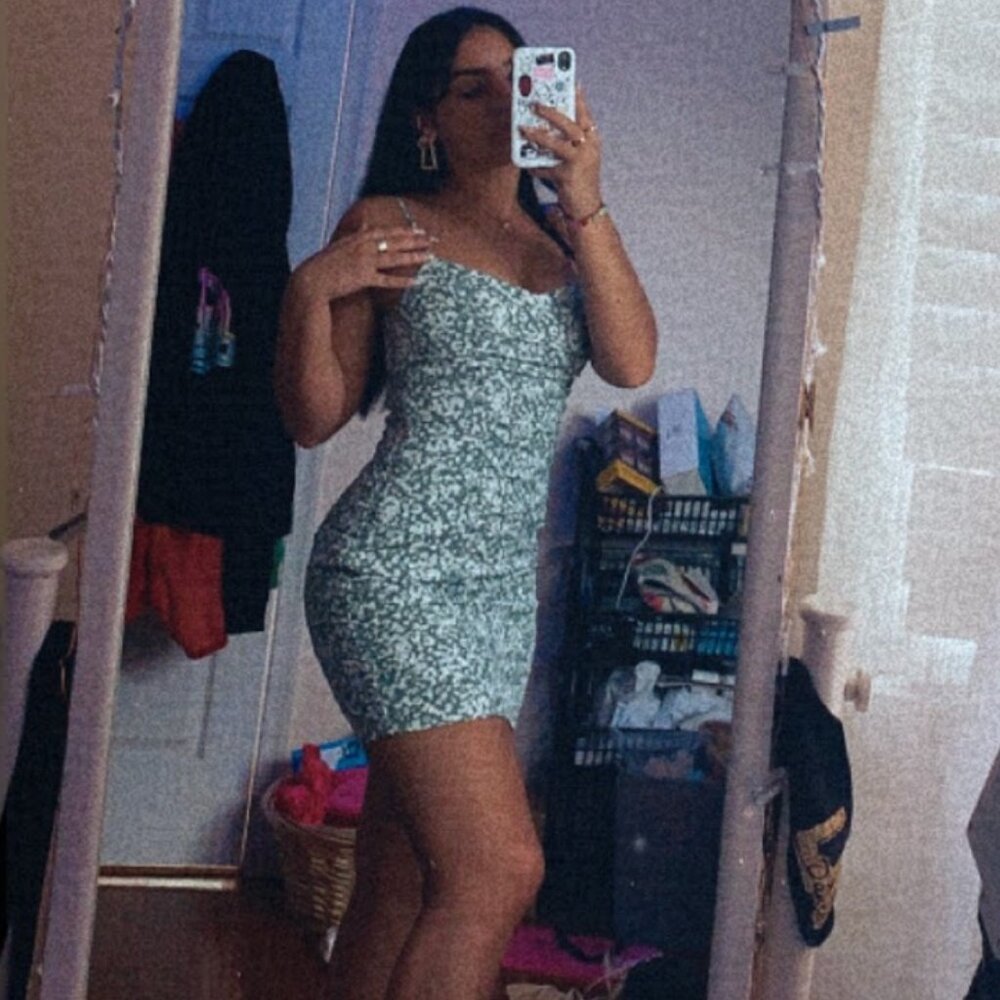 Abercrombie & Fitch Green Floral Bodycon Dress - Size XS